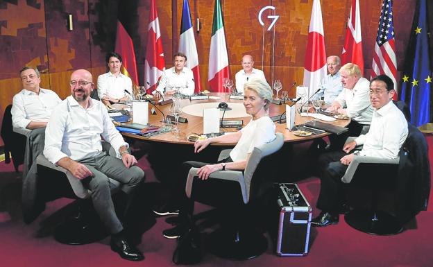 The G7 leaders yesterday, along with Charles Michel, President of the European Council, and Ursula Von de Leyen, President of the European Commission. 