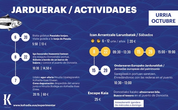 Una cena de bajura para cerrar el verano y actividades para abrir el otoño