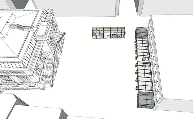 Pérgola acristalada para las caseras y acceso redimensionado al sótano