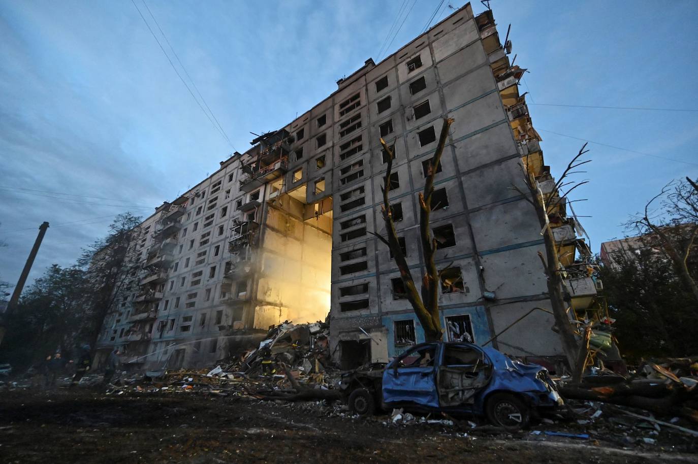 Image of one of the buildings in Zaporizhia after the bombing this Sunday.