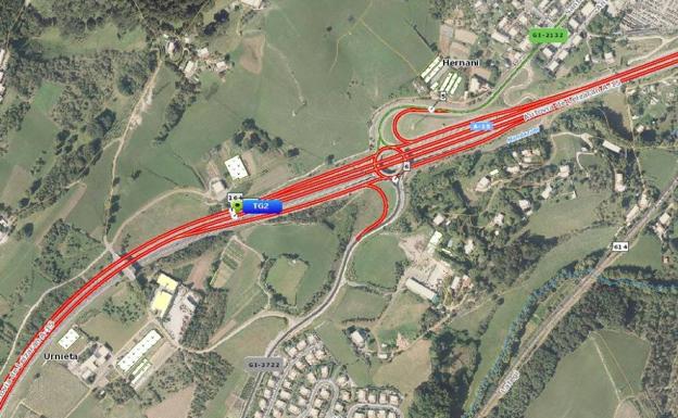 Tres heridos en un accidente múltiple en la A-15 en Urnieta