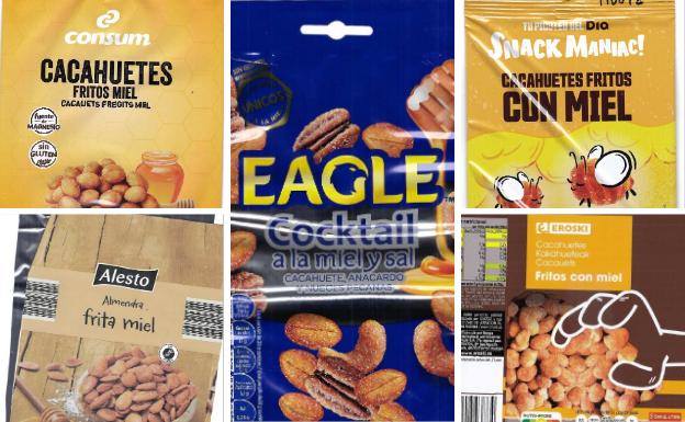 Avisan de la presencia de cuerpos metálicos ocultos en numerosas bolsas de cacahuetes con miel