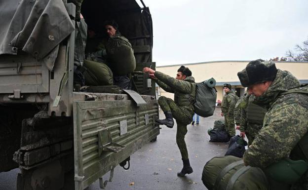Russian reservists recruited during the partial mobilization decreed by Putin, this week in the Russian region of Rostov.