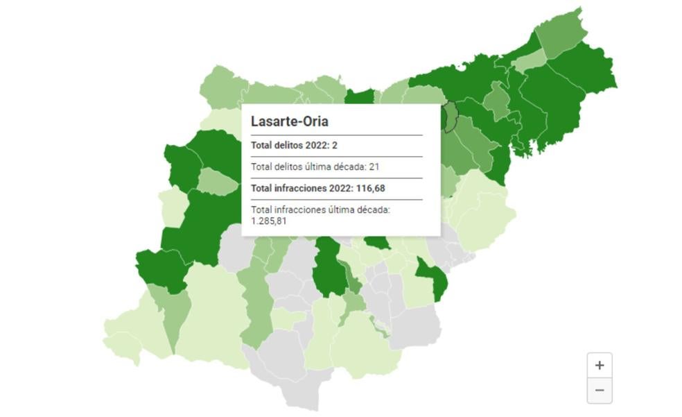 El mapa de los delitos por cannabis de Gipuzkoa