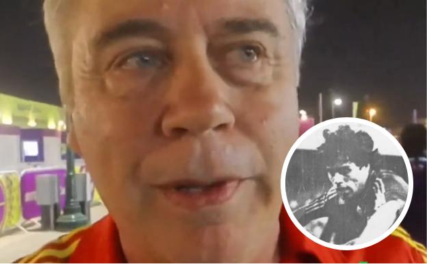 Roberto López Ufarte, en Doha con la camiseta que vistió en el Mundial de 1982