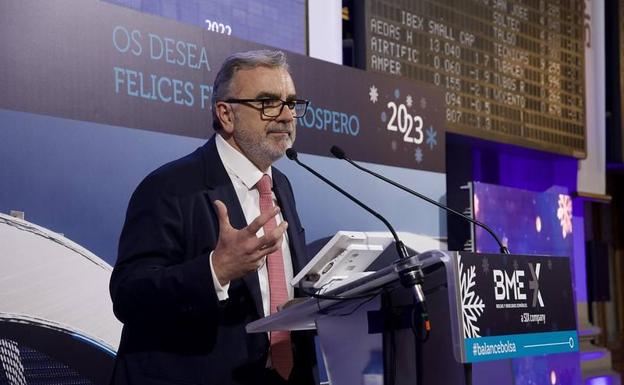Javier Hernani, CEO da Bolsas y Mercados Españoles (BME), durante a apresentação do Market Report 2022. /bme