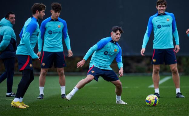 El astigartarra Dani Rodríguez, en los entrenamientos del primer equipo del Barça