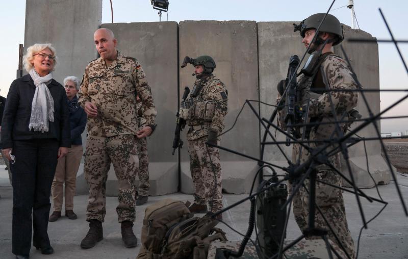 Minister Christine Lambrecht, during a visit to the German troops stationed in northern Iraq