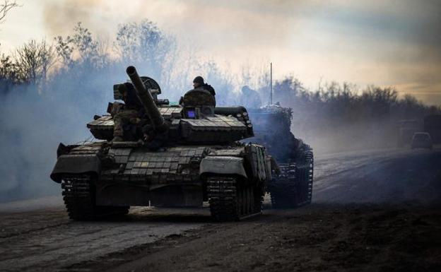 A Ukrainian tank, near Bakhmut, the epicenter of the war in eastern Ukraine. 