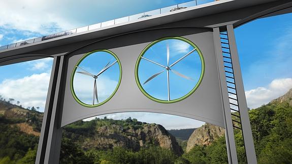 Aerogeneradores en viaductos para explotar la energía eólica en España