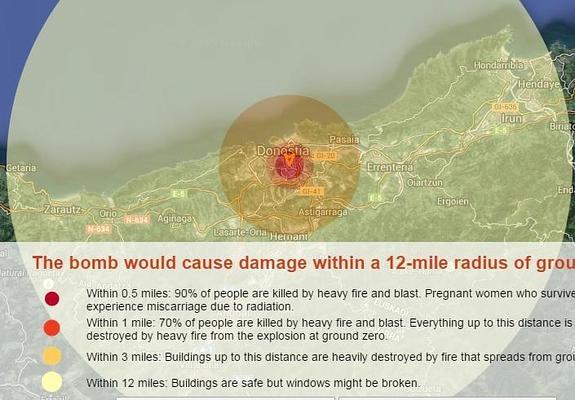 ¿Cómo quedaría Gipuzkoa tras un ataque con una bomba atómica como la de Hiroshima?