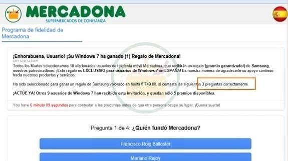 Alertan de una falsa página de Mercadona que roba datos personales con un premio como cebo