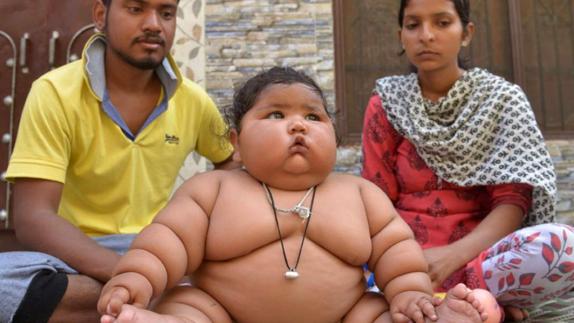 Con ocho meses pesa 17 kilos y come como si tuviera 10 años